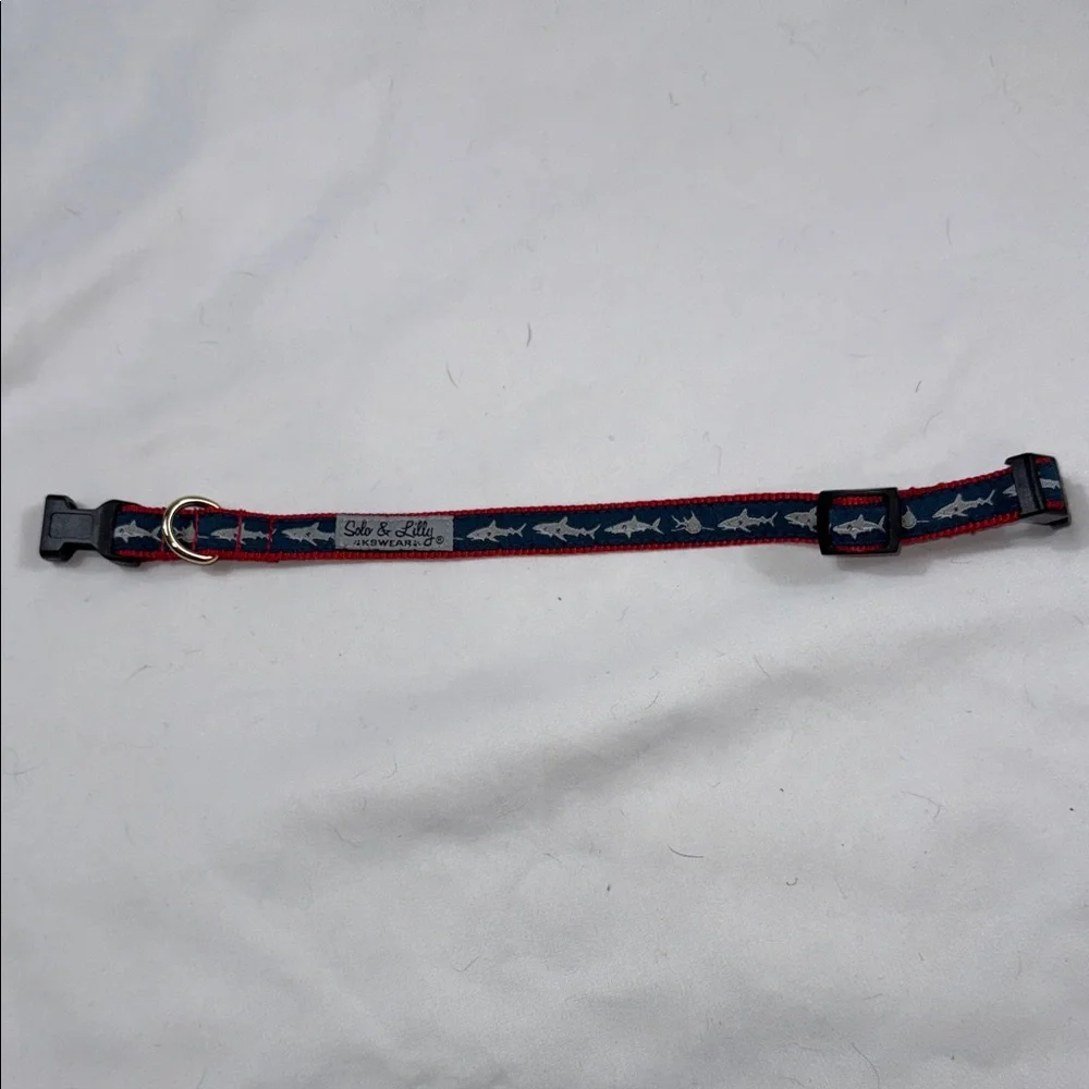 Shark Pattern Dog Collar - Red and Blue
